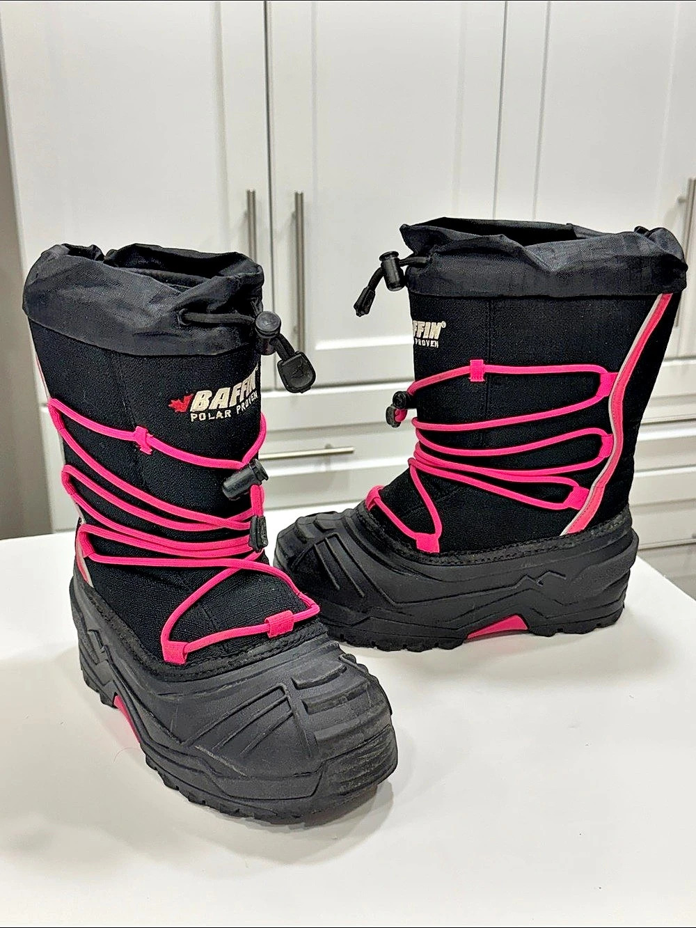 Baffin Young SnoGoose Junior Epic-J003 Winter Boots Black & Pink Girls US 3
